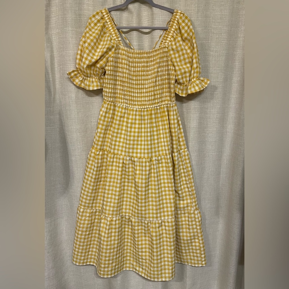 Puff sleeve gingham cottagecore dress size large
